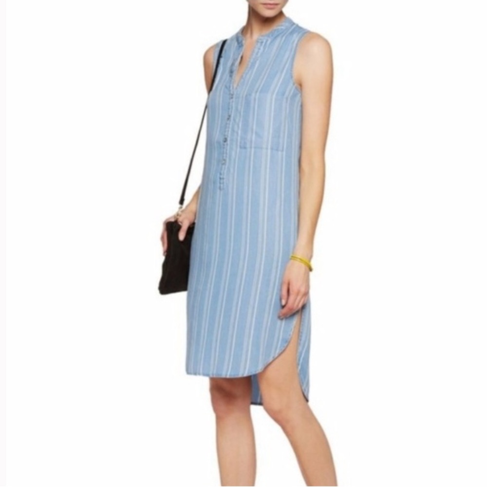 Anthropologie Walter Baker Blue & White Striped Chambray Dress, Size XS